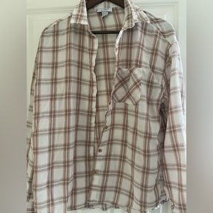 Flannel shirt, colors white and brown, size medium, brand just Polly